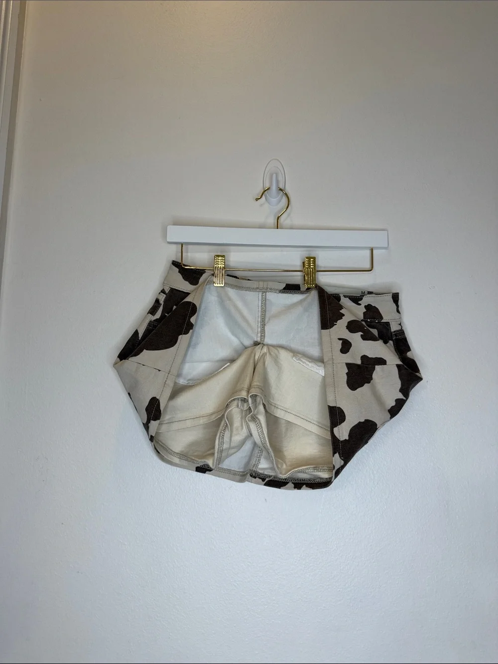Just USA Cow Print Mini Skirt in Cream and Brown